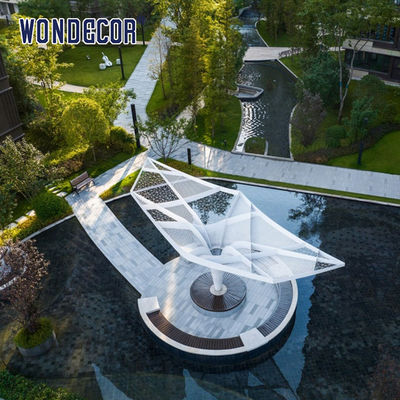 Large Forged Metal Sculpture Geometric Hollow Pavilion