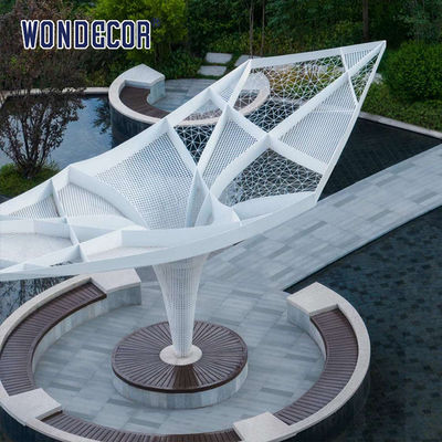 Large Forged Metal Sculpture Geometric Hollow Pavilion