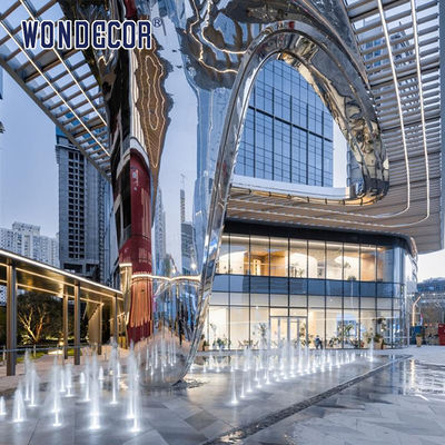Large Art Metal Sunshade Stainless Steel Sculpture in Hotel Square
