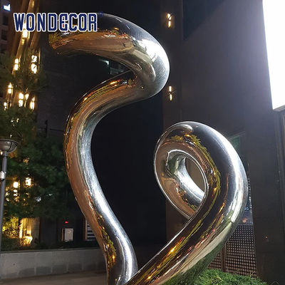 Large geometric circular tube rope stainless steel sculpture