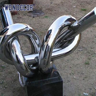 Large geometric circular tube rope stainless steel sculpture