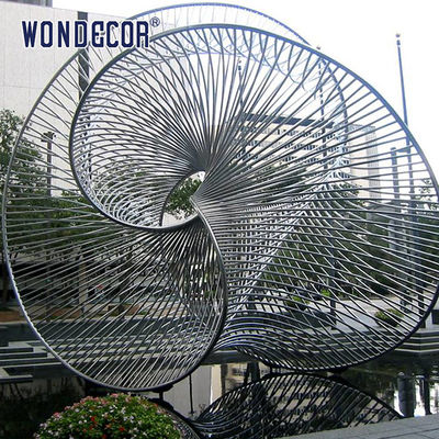 Outdoor large art geometric circular tube splicing design stainless steel sculpture