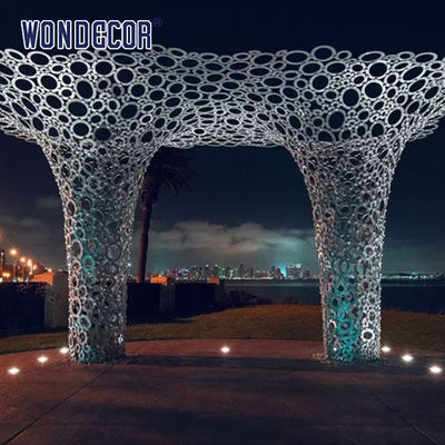 Outdoor large art geometric circular splicing design stainless steel sculpture