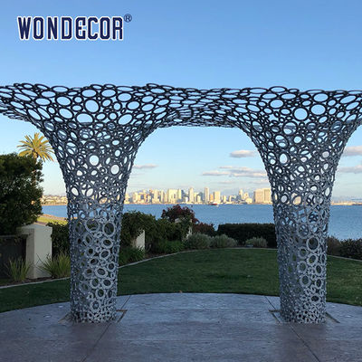 Outdoor large art geometric circular splicing design stainless steel sculpture