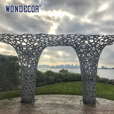 Outdoor large art geometric circular splicing design stainless steel sculpture