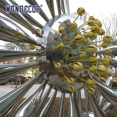 Large scale art blooming flower stainless steel sculpture in the square