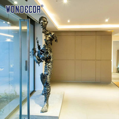 Indoor Metal Art Decoration Abstract Walking Bronze Sculpture of People