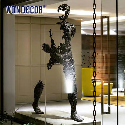 Indoor Metal Art Decoration Abstract Walking Bronze Sculpture of People