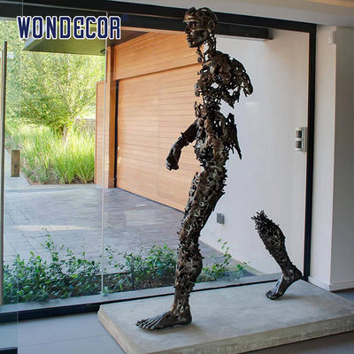 Indoor Metal Art Decoration Abstract Walking Bronze Sculpture of People