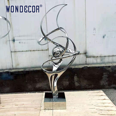 Outdoor large metal art decoration abstract ribbon stainless steel sculpture