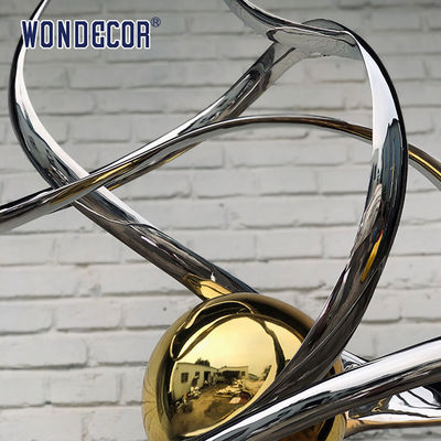 Outdoor large metal art decoration abstract ribbon stainless steel sculpture
