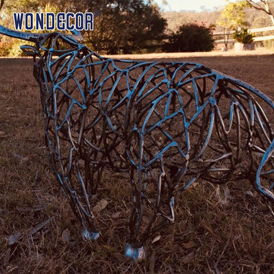 Large outdoor animal art decoration abstract hollow buffalo stainless steel sculpture