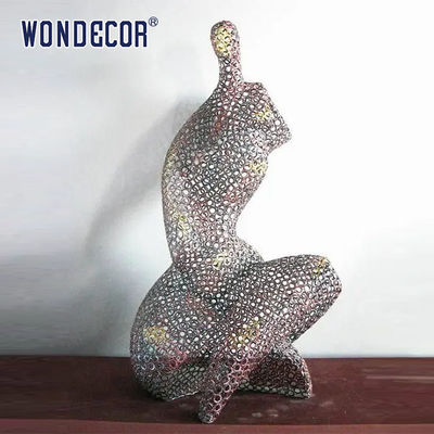 Metal art decoration abstract hollow female stainless steel sculpture