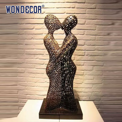 Metal art decoration abstract hollow female stainless steel sculpture