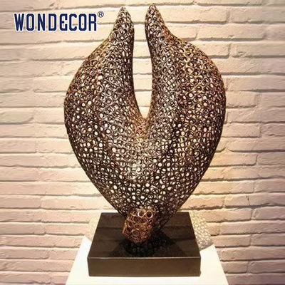 Small metal art decoration abstract hollow geometric shape stainless steel sculpture