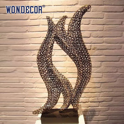 Small metal art decoration abstract hollow geometric shape stainless steel sculpture