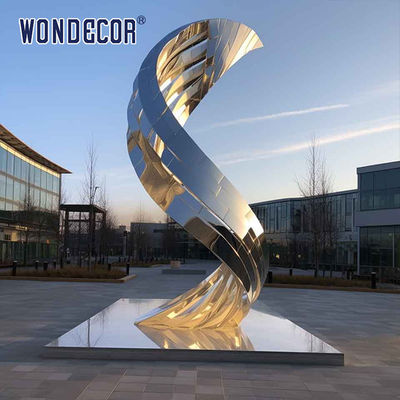 Modern Garden Mirror Metal Ribbon Art LED Light Stainless Steel Sculpture