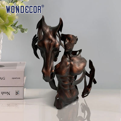 Indoor Metal Art Men And Horse Bronze Sculpture