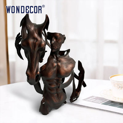 Indoor Metal Art Men And Horse Bronze Sculpture