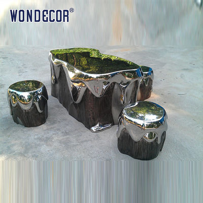 Modern Indoor Metal Art Stainless Steel Table And Chair Sculpture