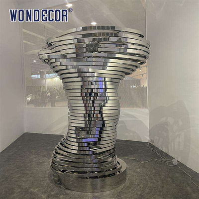 Indoor Lighting Curved Brushed Stainless Steel Metal Interactive Art Sculpture