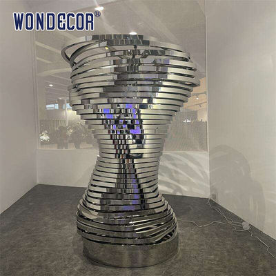 Indoor Lighting Curved Brushed Stainless Steel Metal Interactive Art Sculpture