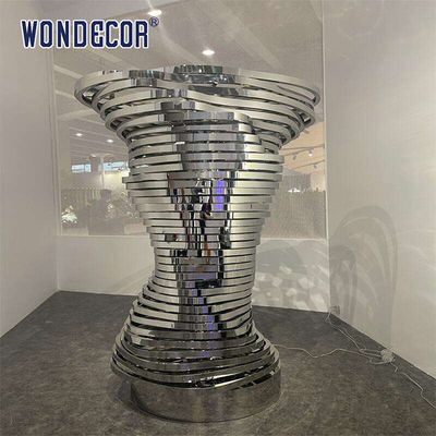 Indoor Lighting Curved Brushed Stainless Steel Metal Interactive Art Sculpture