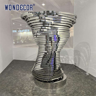 Indoor Lighting Curved Brushed Stainless Steel Metal Interactive Art Sculpture