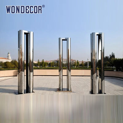Geometric metal art craft forging cylindrical stainless steel sculpture