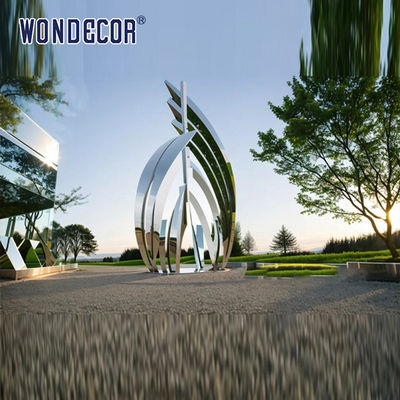 Large scale geometric metal art forging process ribbon stainless steel sculpture