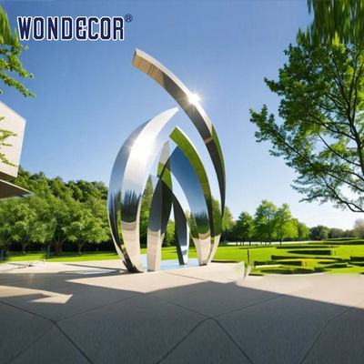Large scale geometric metal art forging process ribbon stainless steel sculpture