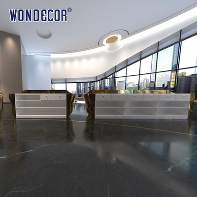 Indoor metal art petal shaped stainless steel reception desk