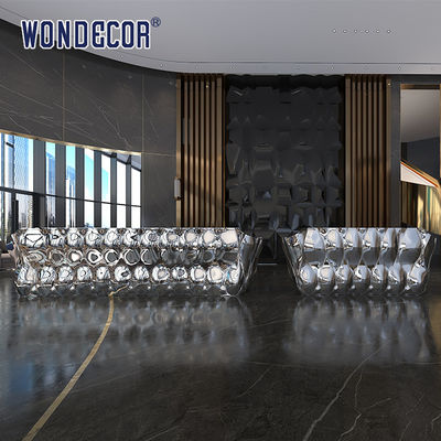 Indoor metal art petal shaped stainless steel reception desk