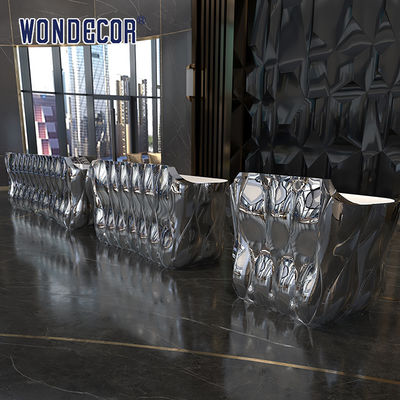 Indoor metal art petal shaped stainless steel reception desk