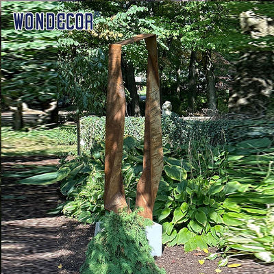 Outdoor garden shaped geometric cube weather resistant steel sculpture