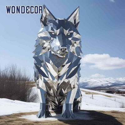 Outdoor metal forging geometric animal wolf stainless steel sculpture