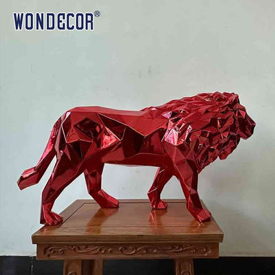 Large outdoor metal forging geometric animal lion stainless steel sculpture