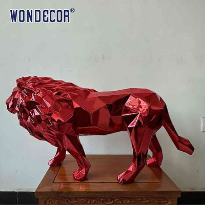 Large outdoor metal forging geometric animal lion stainless steel sculpture