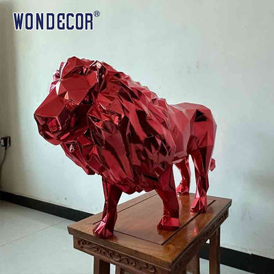 Large outdoor metal forging geometric animal lion stainless steel sculpture