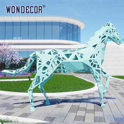 Large outdoor metal forging geometric animal hollow horse stainless steel sculpture