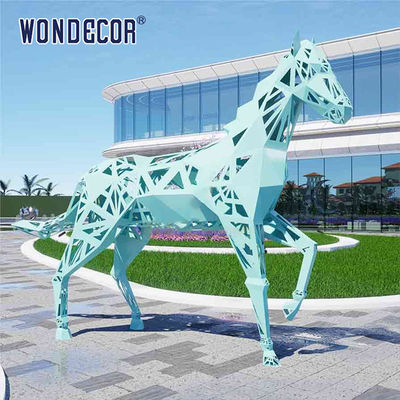 Large outdoor metal forging geometric animal hollow horse stainless steel sculpture