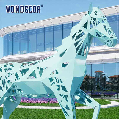 Large outdoor metal forging geometric animal hollow horse stainless steel sculpture