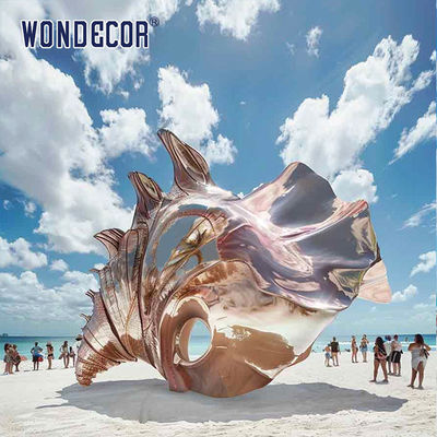 Large outdoor metal art conch stainless steel sculpture