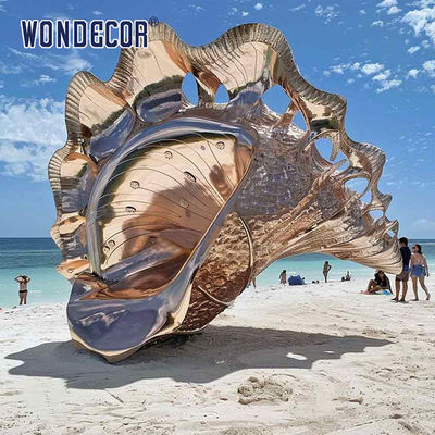 Large outdoor metal art conch stainless steel sculpture