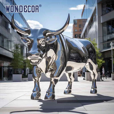 Large outdoor park metal art abstract animal hollow bull stainless steel sculpture