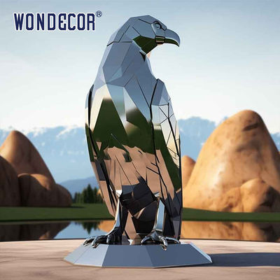 Large outdoor metal art abstract animal geometry eagle stainless steel sculpture