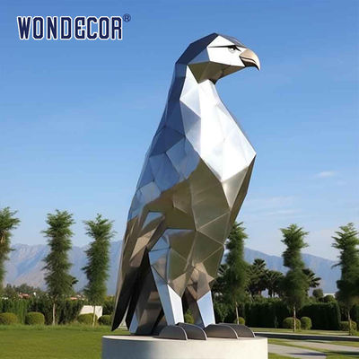 Large outdoor metal art abstract animal geometry eagle stainless steel sculpture