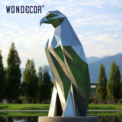 Large outdoor metal art abstract animal geometry eagle stainless steel sculpture