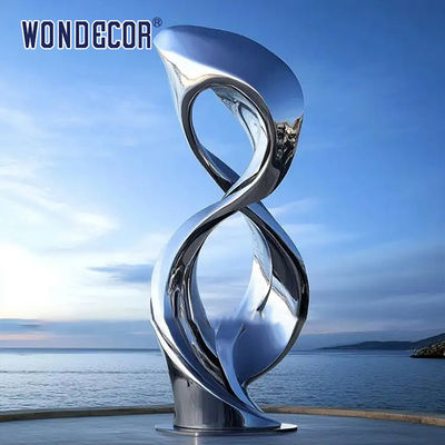 Customized oversized outdoor statue forged twisted geometric stainless steel sculpture