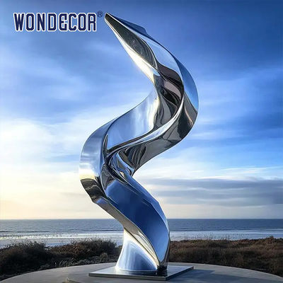 Customized oversized outdoor statue forged twisted geometric stainless steel sculpture